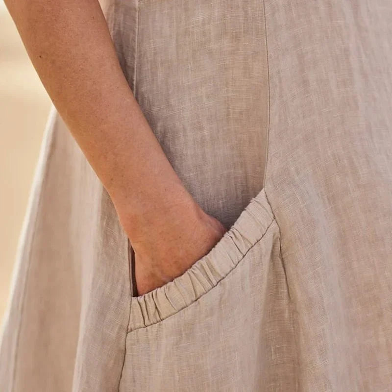 Amelia | Elegant hørkjole med elastiske lommer